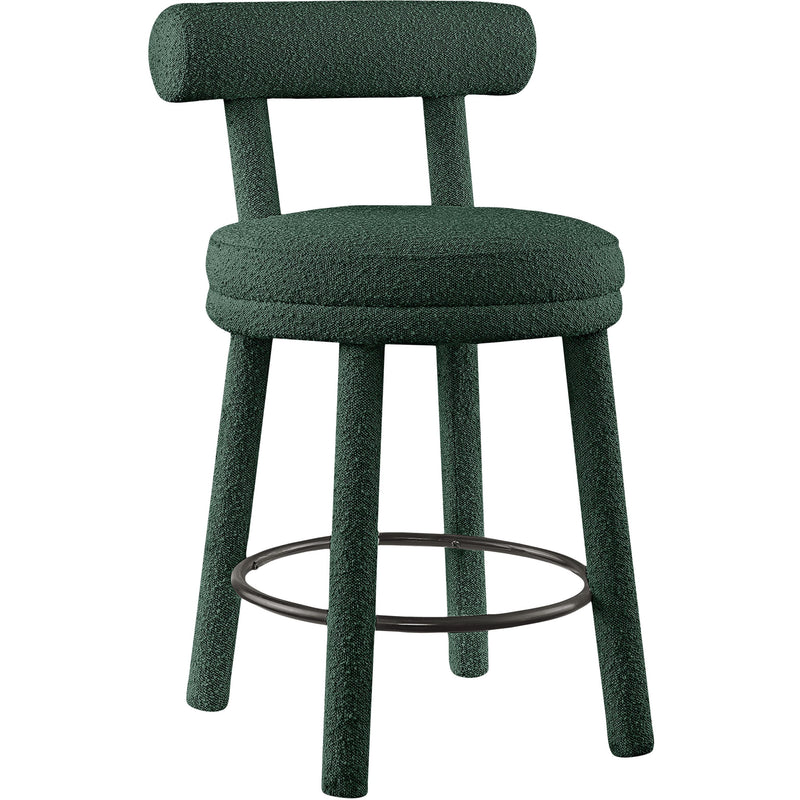 Meridian Parlor Green Boucle Fabric Stool IMAGE 3