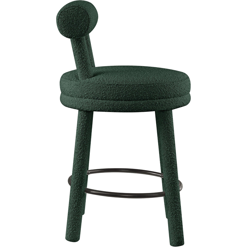 Meridian Parlor Green Boucle Fabric Stool IMAGE 5