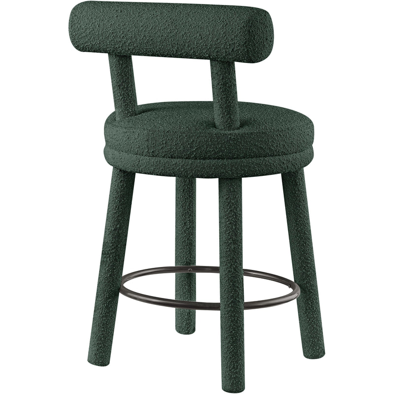 Meridian Parlor Green Boucle Fabric Stool IMAGE 6