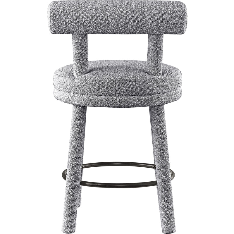 Meridian Parlor Grey Boucle Fabric Stool IMAGE 2