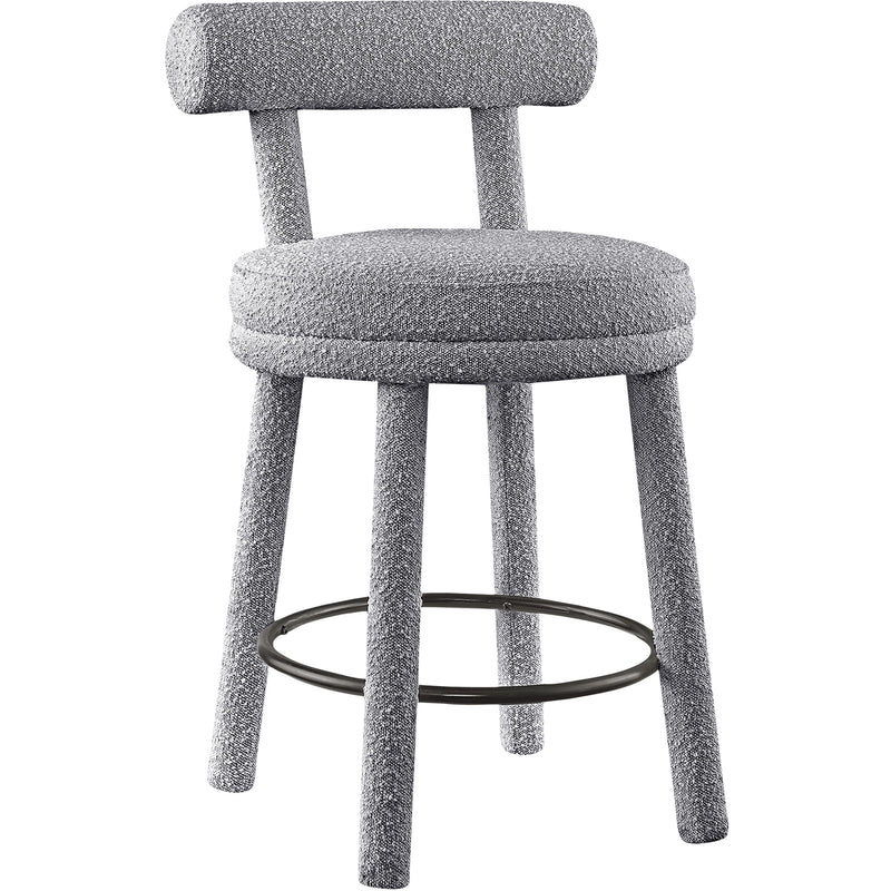 Meridian Parlor Grey Boucle Fabric Stool IMAGE 3