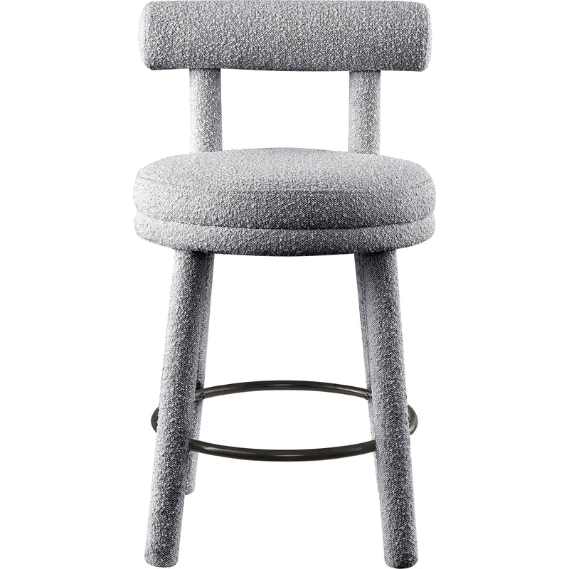 Meridian Parlor Grey Boucle Fabric Stool IMAGE 4