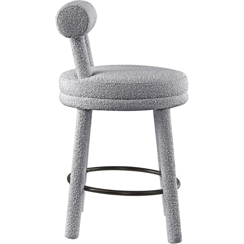 Meridian Parlor Grey Boucle Fabric Stool IMAGE 5