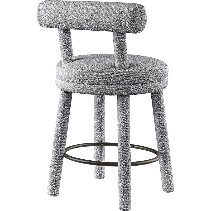 Meridian Parlor Grey Boucle Fabric Stool IMAGE 6