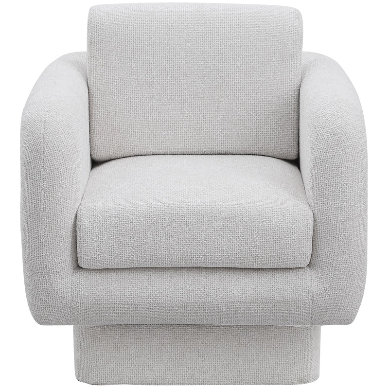 Meridian Alessandra Cream Chenille Fabric Swivel Accent Chair IMAGE 5