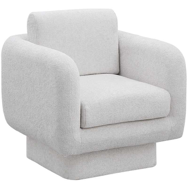 Meridian Alessandra Cream Chenille Fabric Swivel Accent Chair IMAGE 9