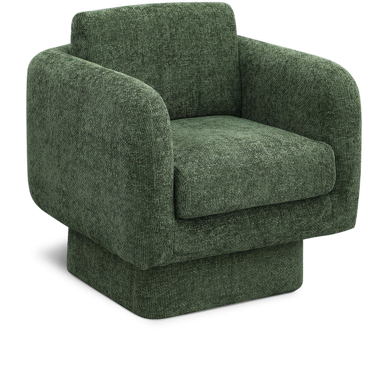 Meridian Alessandra Green Chenille Fabric Swivel Accent Chair IMAGE 1