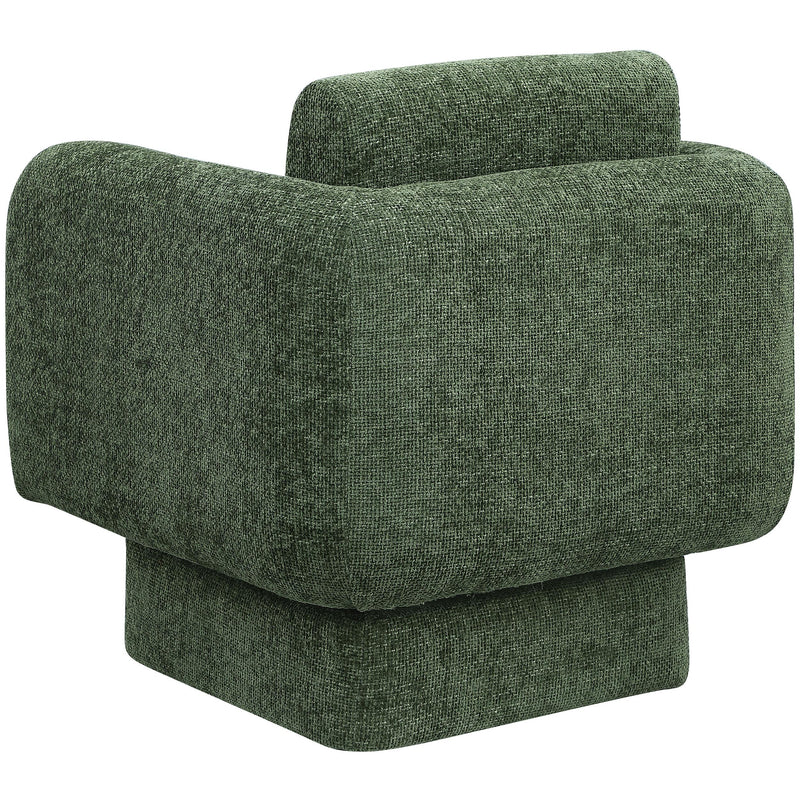 Meridian Alessandra Green Chenille Fabric Swivel Accent Chair IMAGE 4