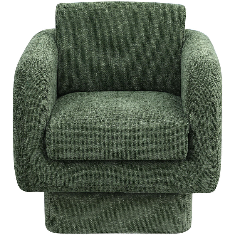 Meridian Alessandra Green Chenille Fabric Swivel Accent Chair IMAGE 5