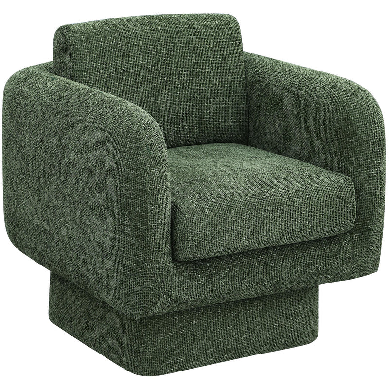 Meridian Alessandra Green Chenille Fabric Swivel Accent Chair IMAGE 9