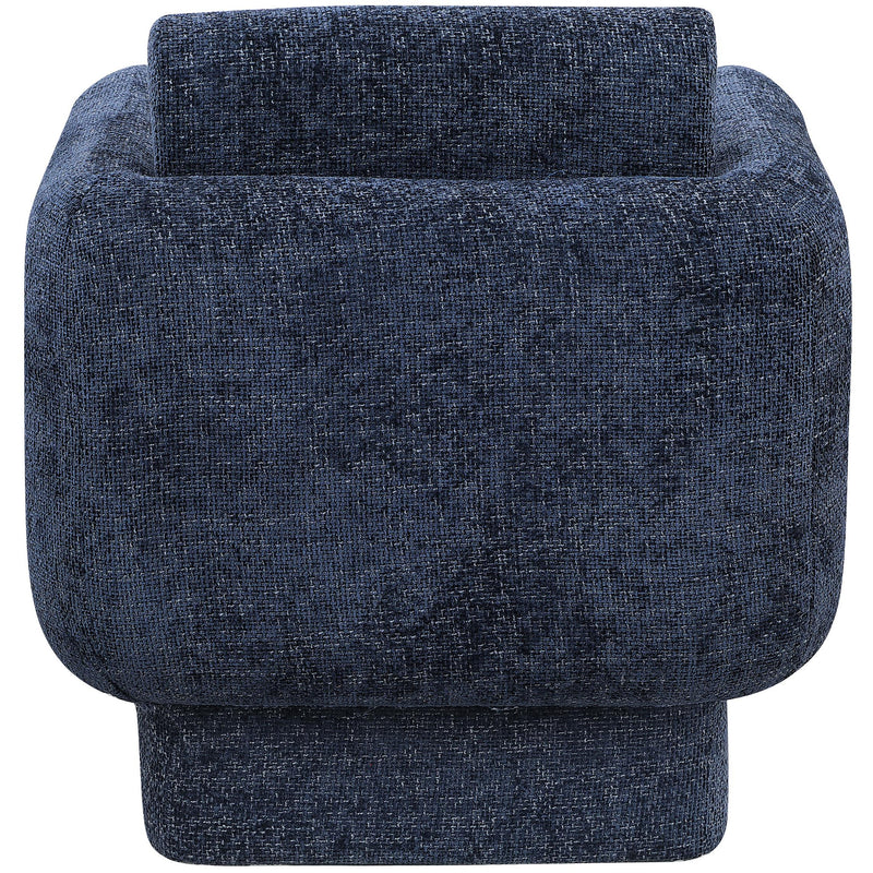 Meridian Alessandra Navy Chenille Fabric Swivel Accent Chair IMAGE 3