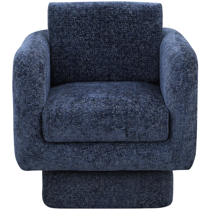Meridian Alessandra Navy Chenille Fabric Swivel Accent Chair IMAGE 5