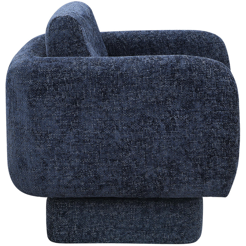 Meridian Alessandra Navy Chenille Fabric Swivel Accent Chair IMAGE 6