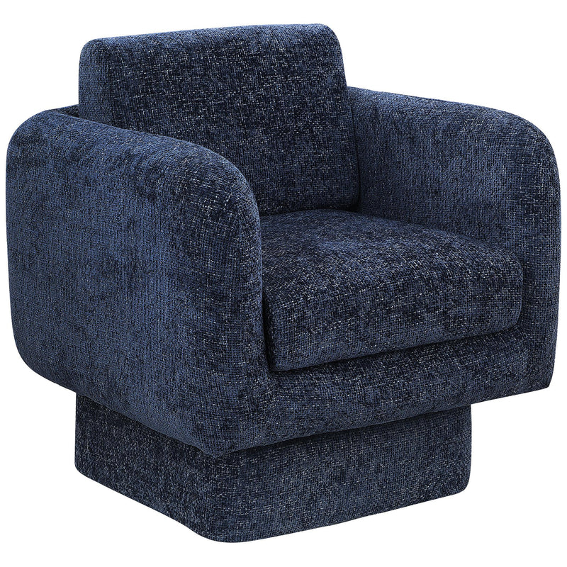 Meridian Alessandra Navy Chenille Fabric Swivel Accent Chair IMAGE 9