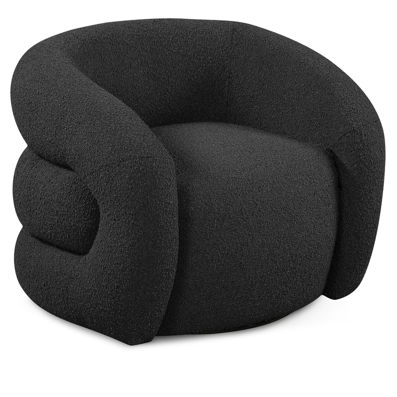 Meridian Roxbury Black Boucle Fabric Swivel Accent Chair IMAGE 1