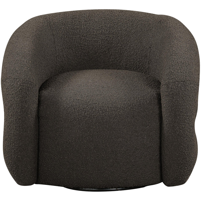 Meridian Roxbury Brown Boucle Fabric Swivel Accent Chair IMAGE 4