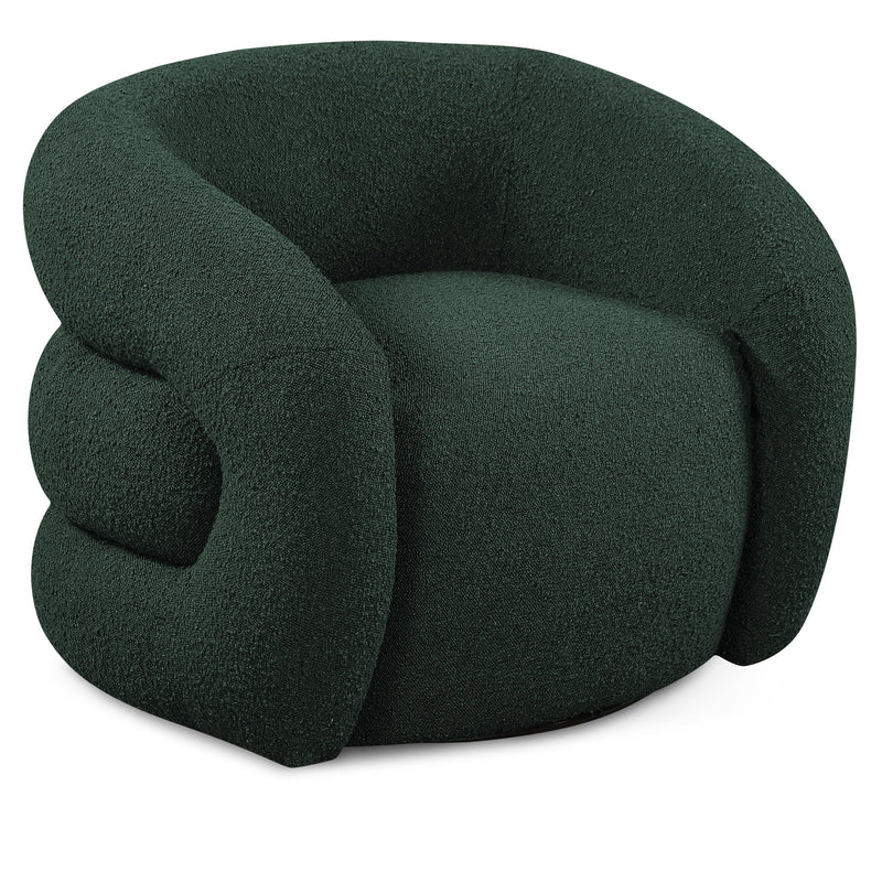 Meridian Roxbury Green Boucle Fabric Swivel Accent Chair IMAGE 1