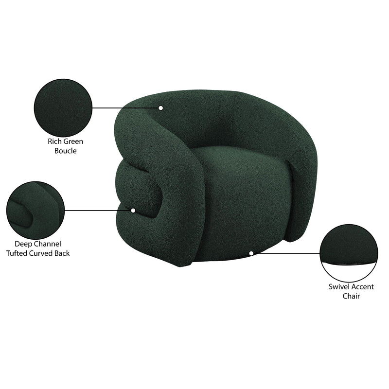 Meridian Roxbury Green Boucle Fabric Swivel Accent Chair IMAGE 8