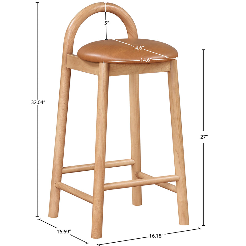 Meridian Calvin Cognac Vegan Leather Stool IMAGE 1