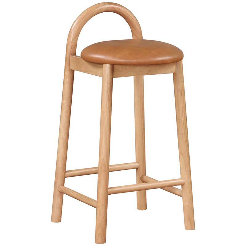 Meridian Calvin Cognac Vegan Leather Stool IMAGE 4