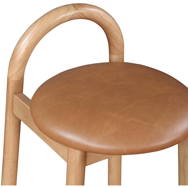 Meridian Calvin Cognac Vegan Leather Stool IMAGE 7