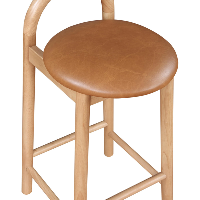 Meridian Calvin Cognac Vegan Leather Stool IMAGE 8