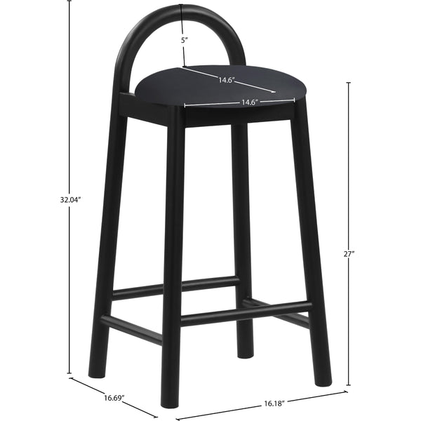 Meridian Calvin Black Vegan Leather Stool IMAGE 1