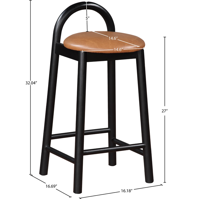 Meridian Calvin Cognac Vegan Leather Stool IMAGE 1