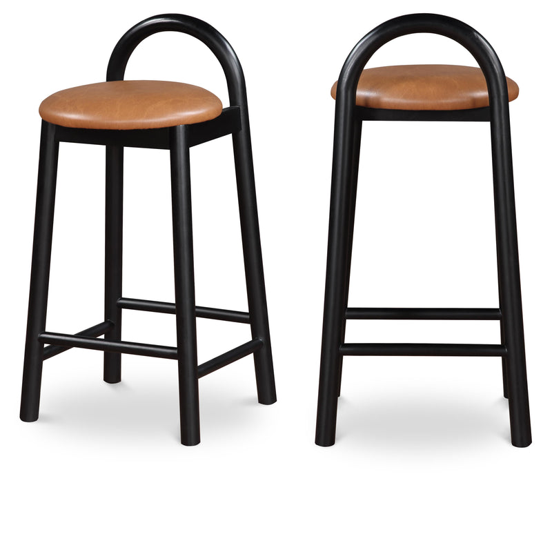 Meridian Calvin Cognac Vegan Leather Stool IMAGE 2