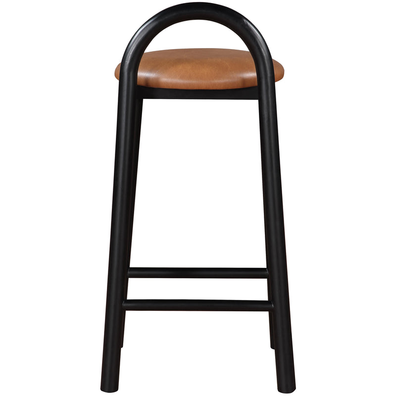 Meridian Calvin Cognac Vegan Leather Stool IMAGE 3