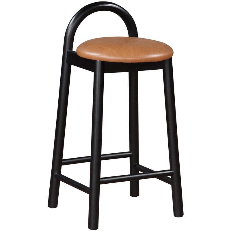 Meridian Calvin Cognac Vegan Leather Stool IMAGE 4