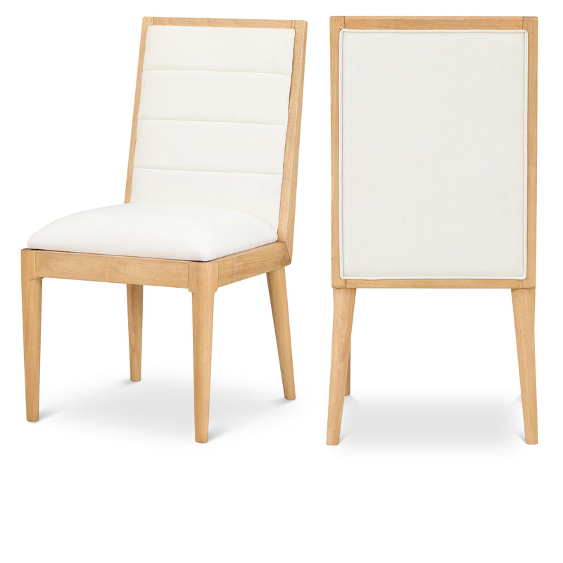 Meridian Bristol Cream Linen Textured Fabric Dining Chair IMAGE 1