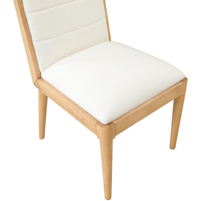 Meridian Bristol Cream Linen Textured Fabric Dining Chair IMAGE 7