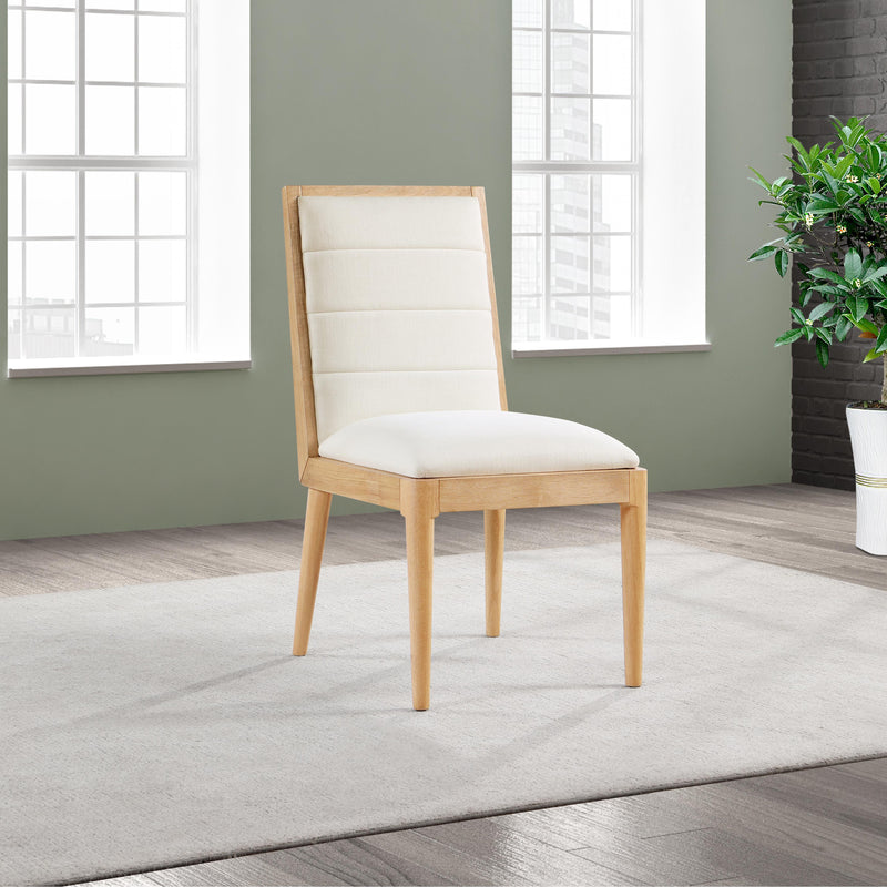 Meridian Bristol Cream Linen Textured Fabric Dining Chair IMAGE 8