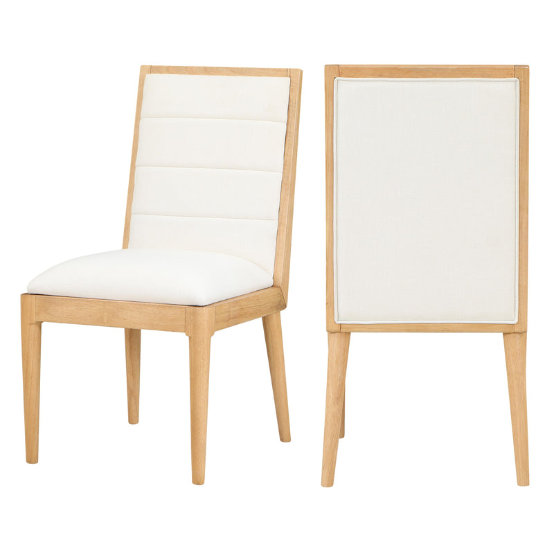 Meridian Bristol Cream Linen Textured Fabric Dining Chair IMAGE 9