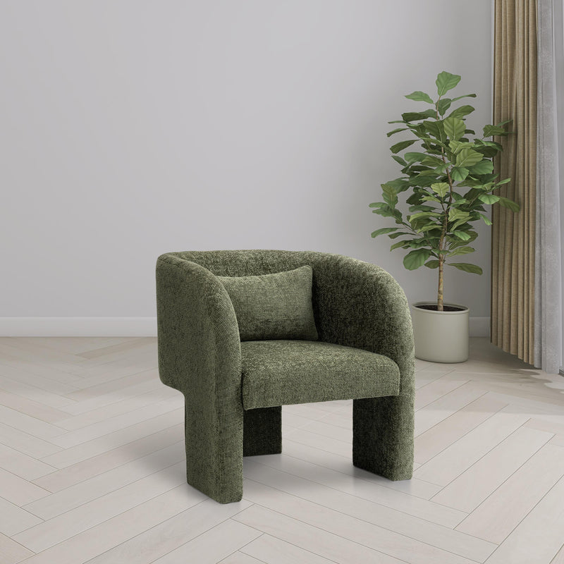 Meridian Sawyer Green Chenille Fabric Accent Chair IMAGE 2