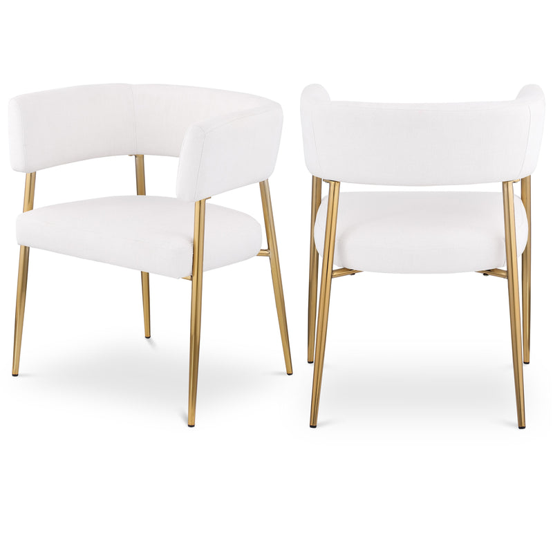 Meridian Creston Cream Durable Linen Textured Fabric Dining Chair IMAGE 1