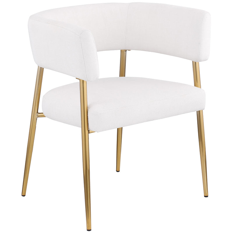 Meridian Creston Cream Durable Linen Textured Fabric Dining Chair IMAGE 3