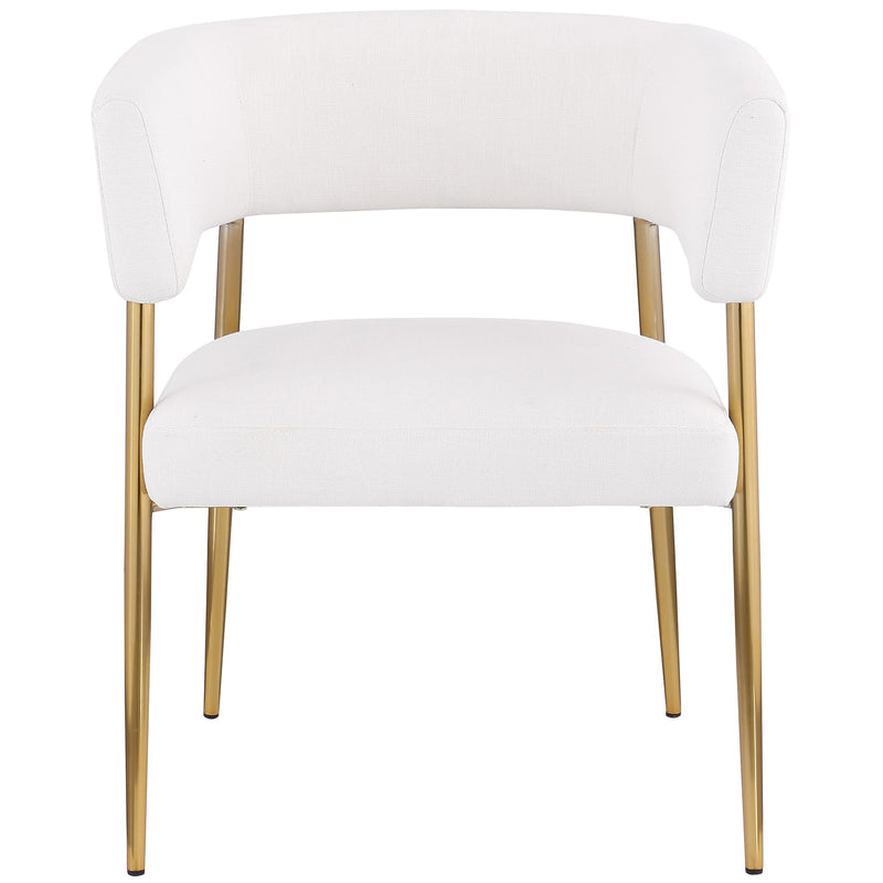 Meridian Creston Cream Durable Linen Textured Fabric Dining Chair IMAGE 4