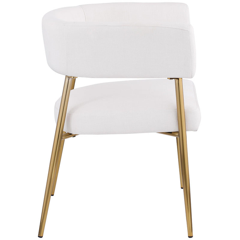 Meridian Creston Cream Durable Linen Textured Fabric Dining Chair IMAGE 5