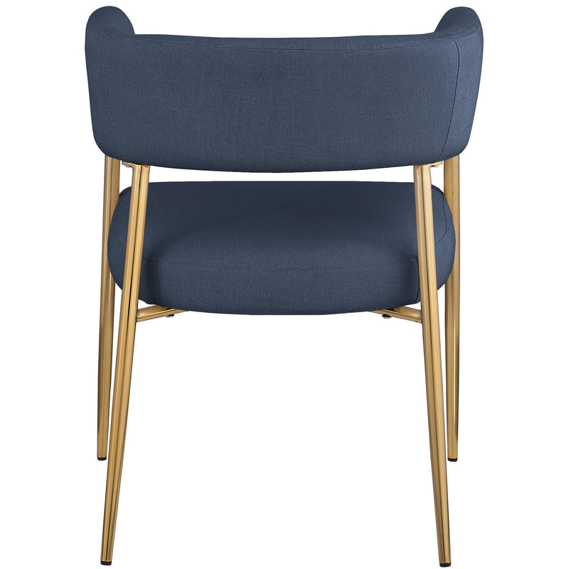 Meridian Creston Deep Navy Durable Linen Textured Fabric Dining Chair IMAGE 2