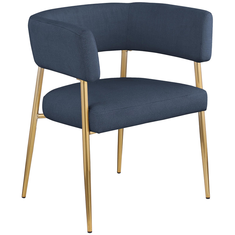 Meridian Creston Deep Navy Durable Linen Textured Fabric Dining Chair IMAGE 3