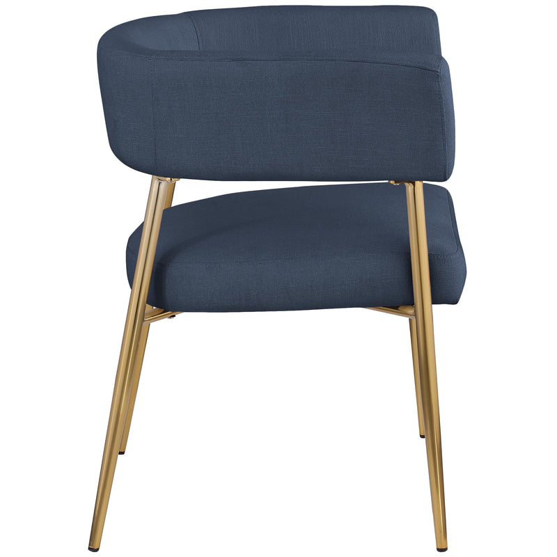 Meridian Creston Deep Navy Durable Linen Textured Fabric Dining Chair IMAGE 5