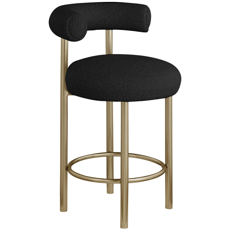 Meridian Bordeaux Black Boucle Fabric Stool IMAGE 3