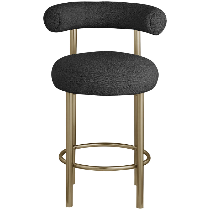 Meridian Bordeaux Black Boucle Fabric Stool IMAGE 4