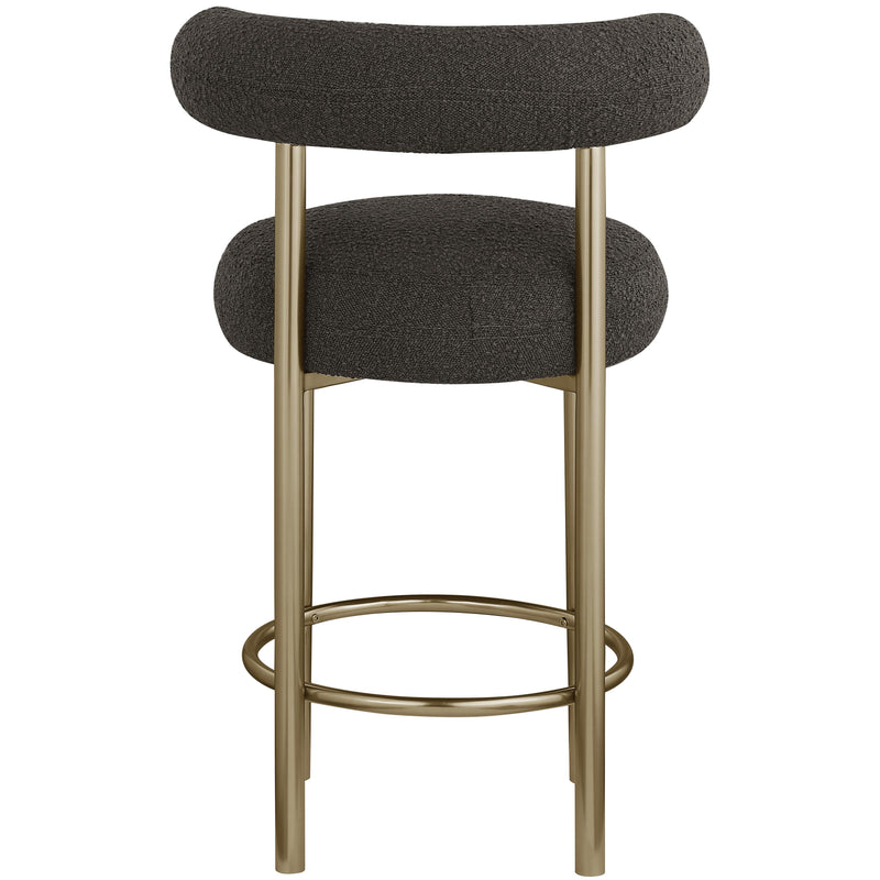 Meridian Bordeaux Brown Boucle Fabric Stool IMAGE 2