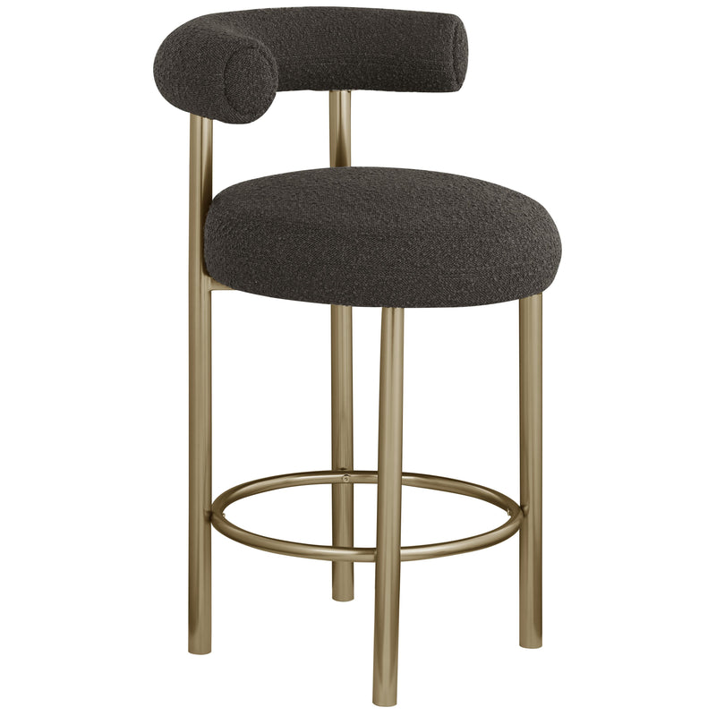 Meridian Bordeaux Brown Boucle Fabric Stool IMAGE 3