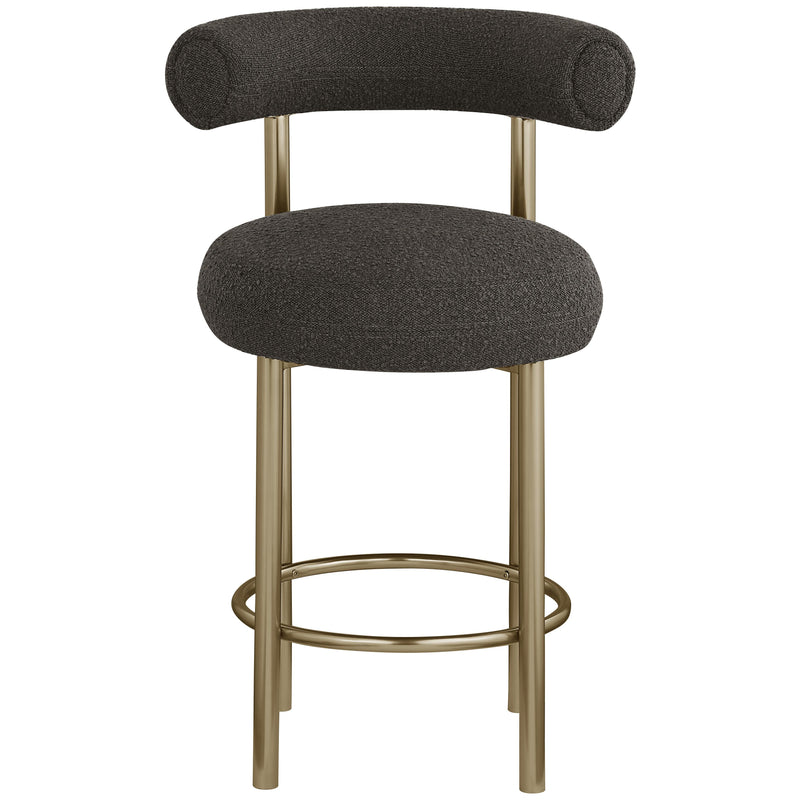 Meridian Bordeaux Brown Boucle Fabric Stool IMAGE 4