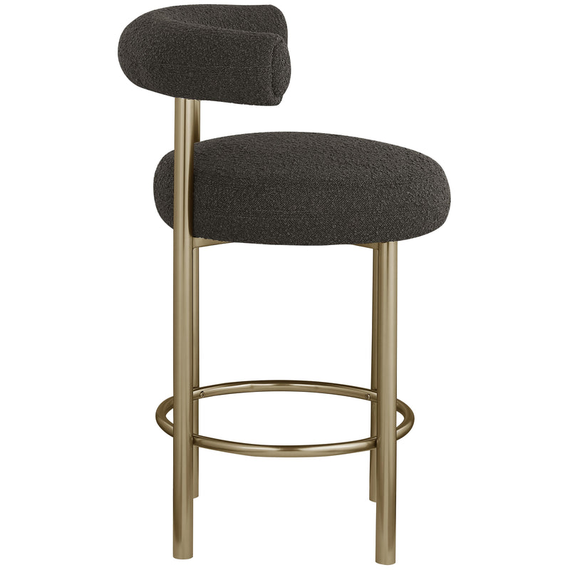 Meridian Bordeaux Brown Boucle Fabric Stool IMAGE 5