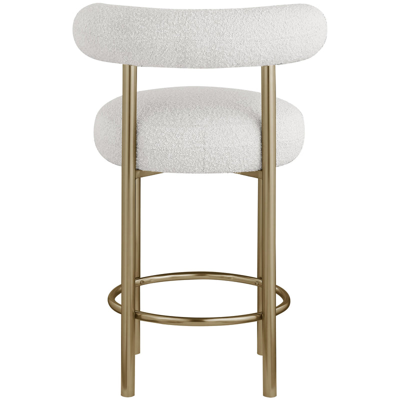 Meridian Bordeaux Cream Boucle Fabric Stool IMAGE 2